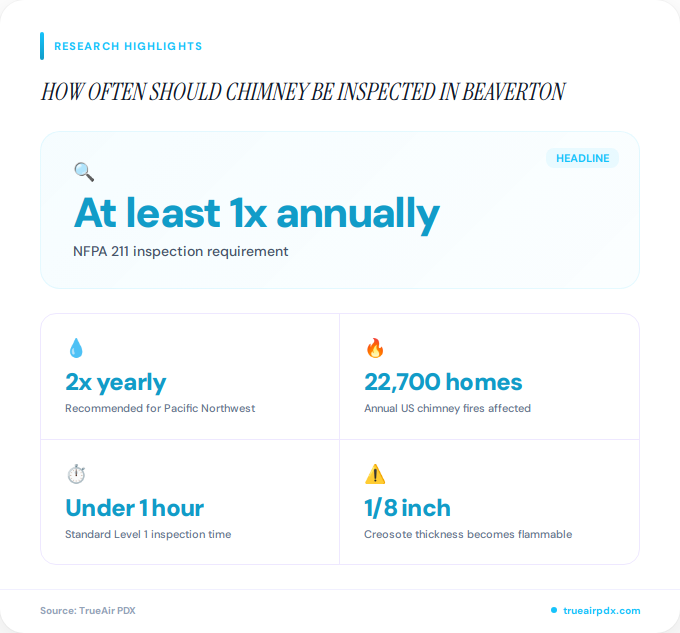 Key facts about how often should chimney be inspected in Beaverton